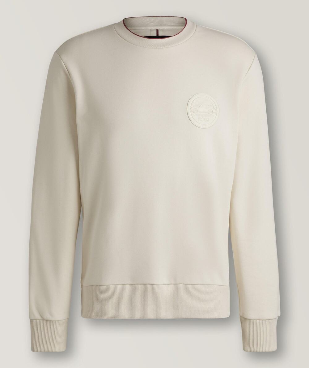 Hugo Boss x Porsche Relaxed-Fit Cotton Rich Terry Pullover Crewneck Cream Small